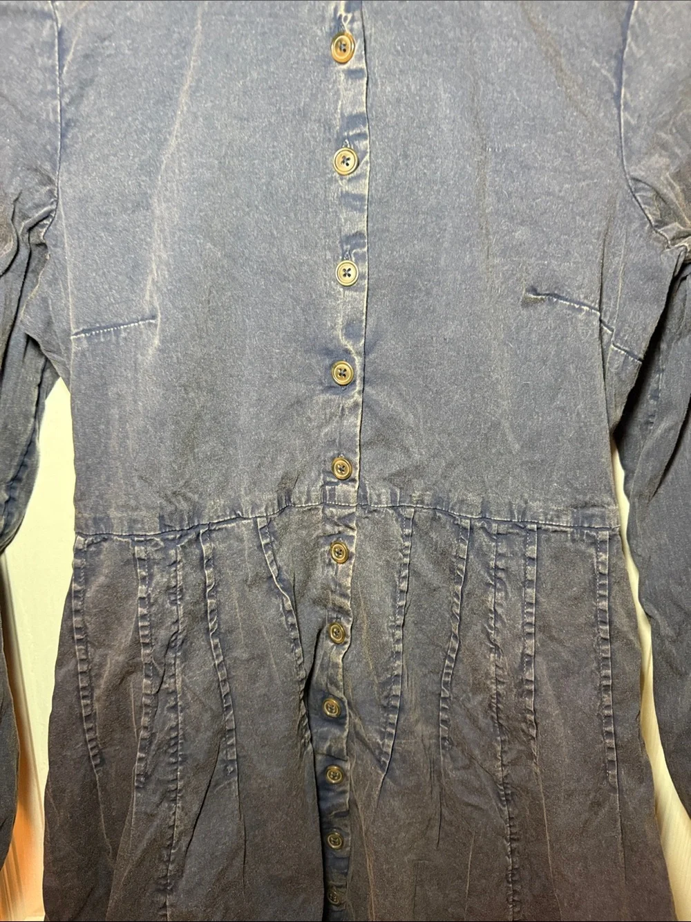 Free People Solid Marvelous Mia Mini Dress Size Small Dark Blue Indigo Wash